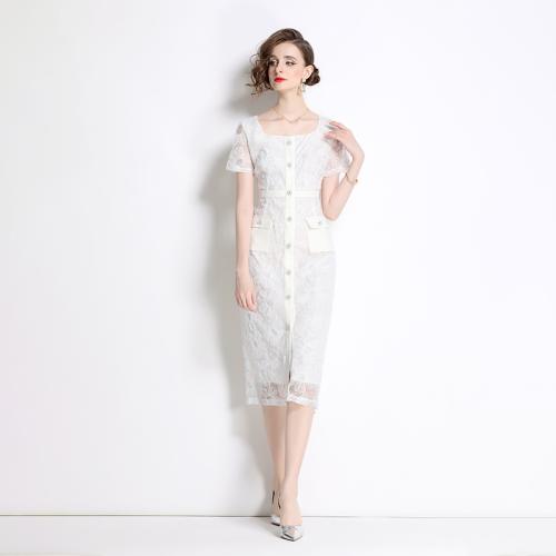 Polyester Slim One-piece Dress white PC