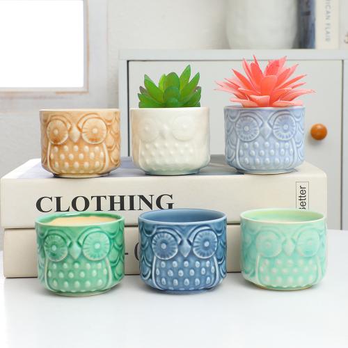 Ceramics Flower Pot Plants are not included & corrosion proof & six piece mixed colors Set