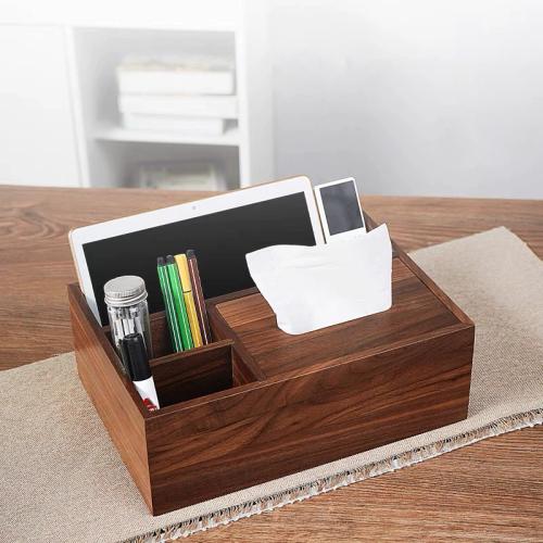 Black Walnut Multifunction Tissue Box dustproof wood pattern PC