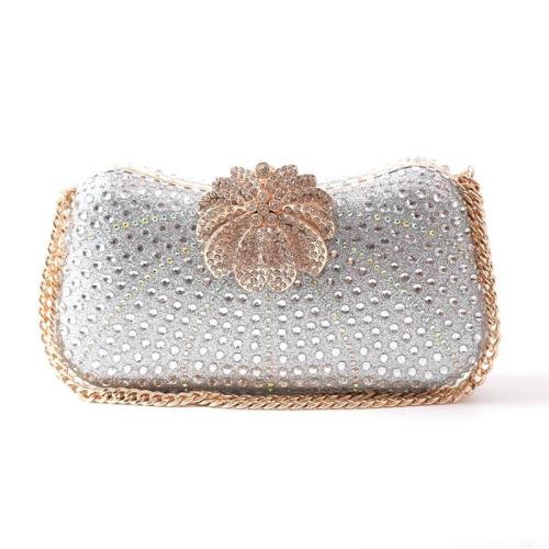 Rhinestone & Polyester Easy Matching Clutch Bag with chain floral PC