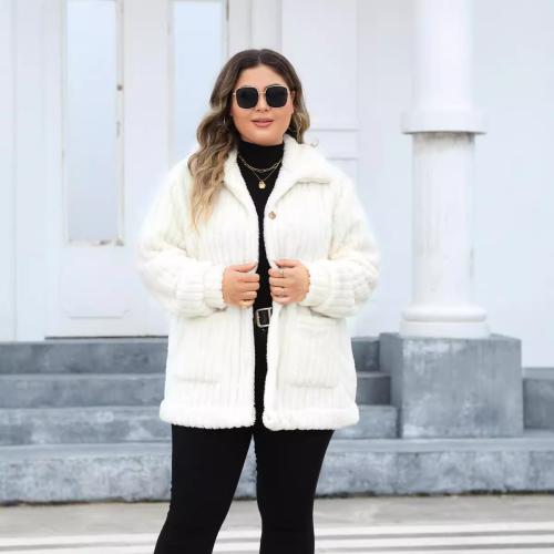 Spandex & Polyester Plus Size Women Coat thicken & thermal white PC