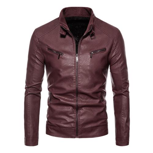 PU Leather Slim & Plus Size Men Coat Solid PC