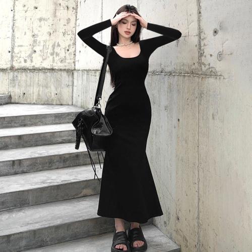 Polyester Slim One-piece Dress & hollow PC