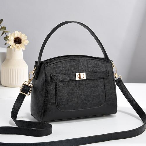 PU Leather hard-surface & Concise Handbag attached with hanging strap Solid PC