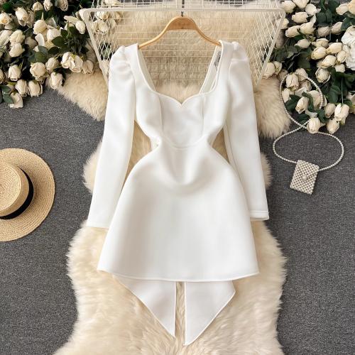 Polyester Slim One-piece Dress white PC