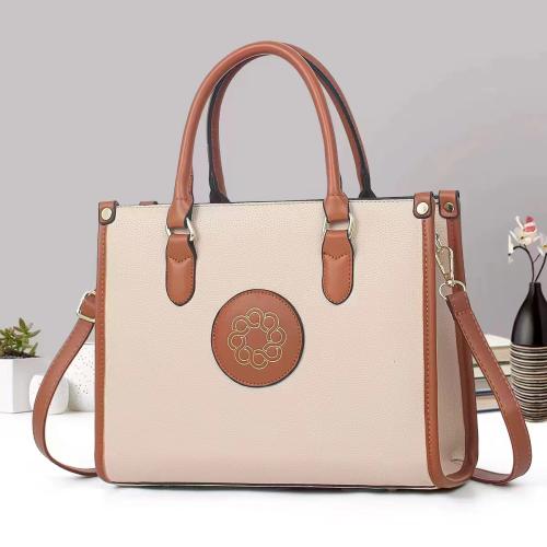 PU Leather Concise Handbag large capacity & attached with hanging strap Solid PC