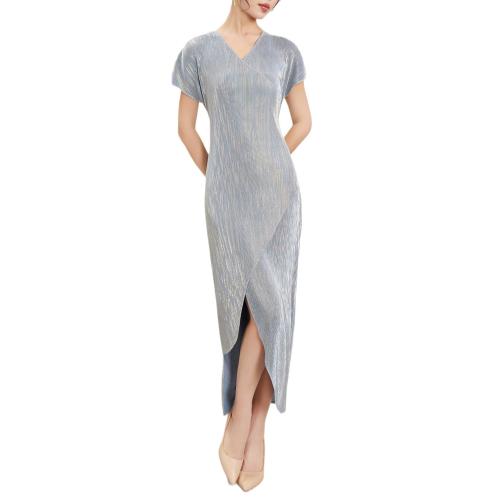 Polyester One-piece Dress irregular & slimming & side slit patchwork Solid : PC