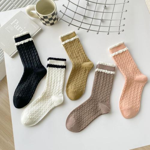 Gekämmte Baumwolle Frauen Lose Socken, Gestreift, mehr Farben zur Auswahl, :, 5Paare/Viel,  Viel