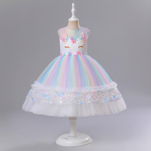 Polyester Princess Girl One-piece Dress patchwork PC