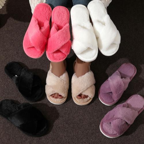 Plush & EVA Fluffy slippers hardwearing & thermal Pair