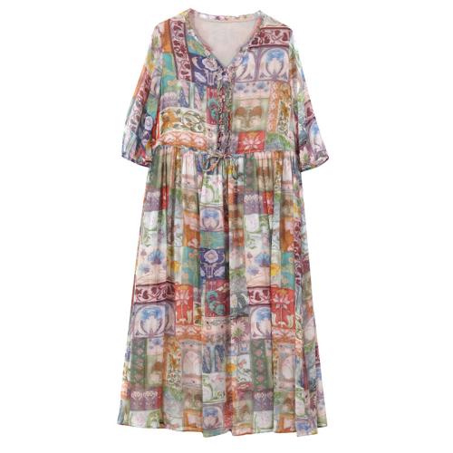 Polyester Slim One-piece Dress printed PC