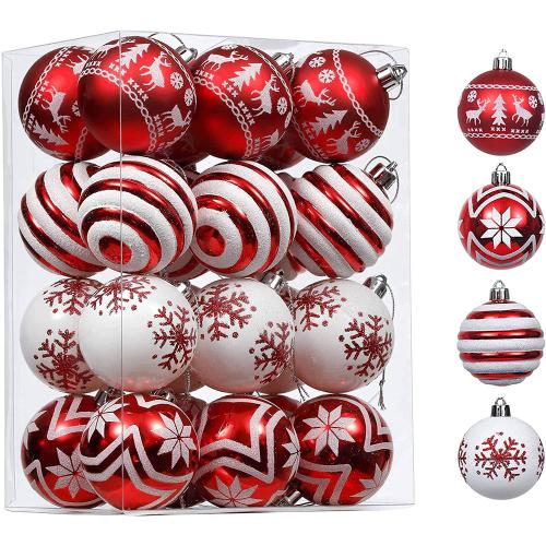 Plastic Christmas Decoration Balls for home decoration & twenty four piece Painted red Set