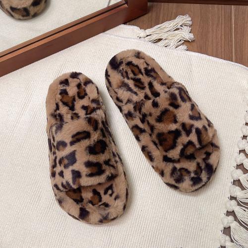 Peluche & Caoutchouc Pantoufles en coton Imprimé Leopard plus de couleurs pour le choix Paire