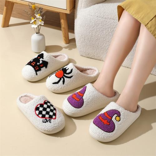 Thermo Plastic Rubber & Plush Fluffy slippers hardwearing & thermal white Pair