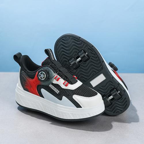 Mesh Fabric & PU Leather Children Wheels Shoes & detachable & breathable Pair