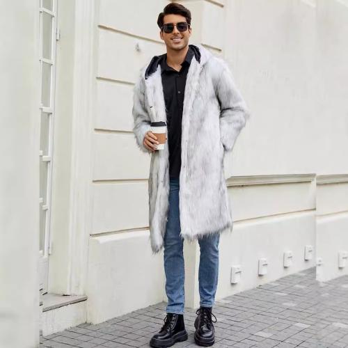 Artificial Wool Men Parkas mid-long style & loose & thermal PC