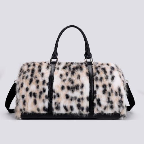 Plush & Polyester Travelling Bag for Travel & large capacity & attached with hanging strap leopard PC