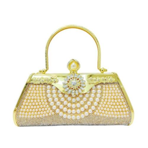 Plastic Pearl & Polyester hard-surface & Easy Matching & Evening Party Handbag with rhinestone PC