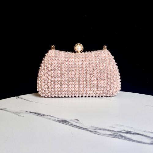 Plastic Pearl & Polyester hard-surface & Evening Party Clutch Bag with rhinestone Solid PC