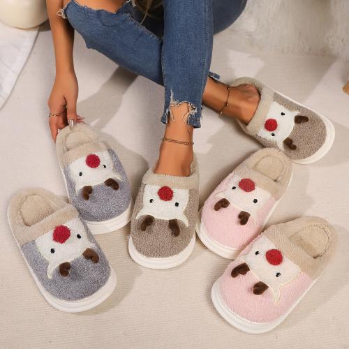 Plush & PVC Fluffy slippers hardwearing & thermal Pair