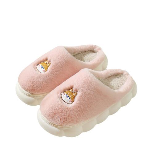 Plush & PVC Fluffy slippers hardwearing & thermal Pair