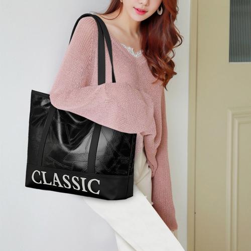 PU Leather & Polyester Tote Bag Shoulder Bag hardwearing & waterproof Solid PC