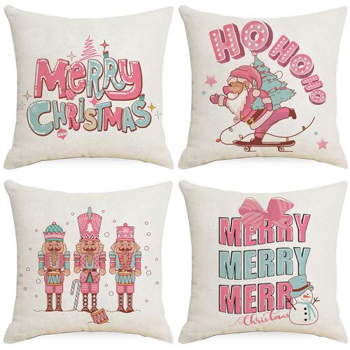 Linen Pillow Case christmas design printed PC