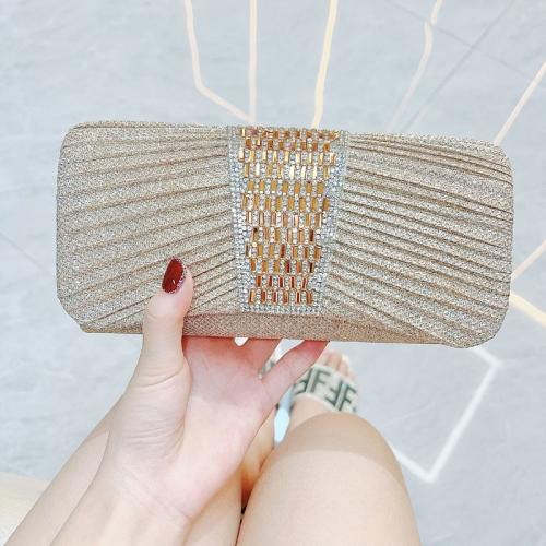 Rhinestone & Polyester Easy Matching & Evening Party Clutch Bag attached with hanging strap PC