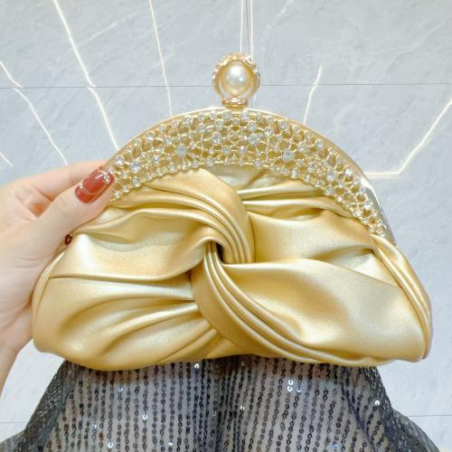 Rhinestone & Polyester Easy Matching Clutch Bag with chain & attached with hanging strap Solid PC