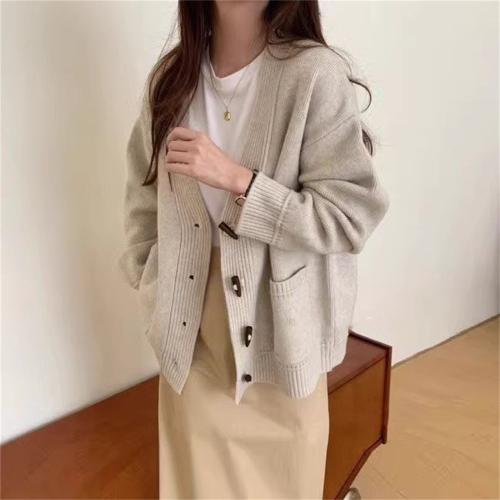 Spandex & Polyester Sweater Coat loose & with pocket Solid : PC