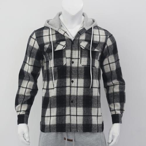 Polyester & Katoen Mannen long sleeve casual shirts Jacquard Plaid Grijs stuk