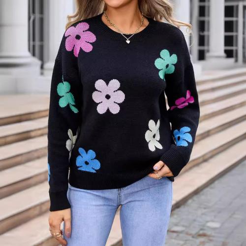 Kerngesponnenes Garn & Acryl Frauen Pullover, Floral, mehr Farben zur Auswahl,  Stück