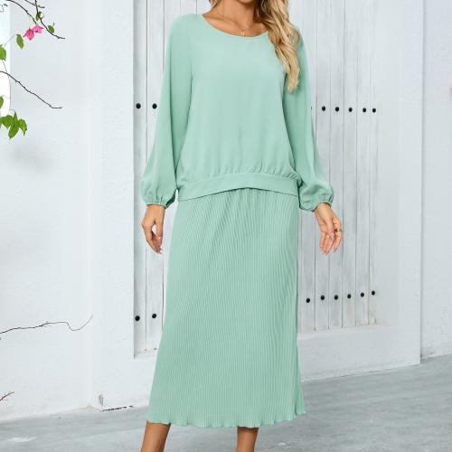 Viscose Two-Piece Dress Set mid-long style Solid Set