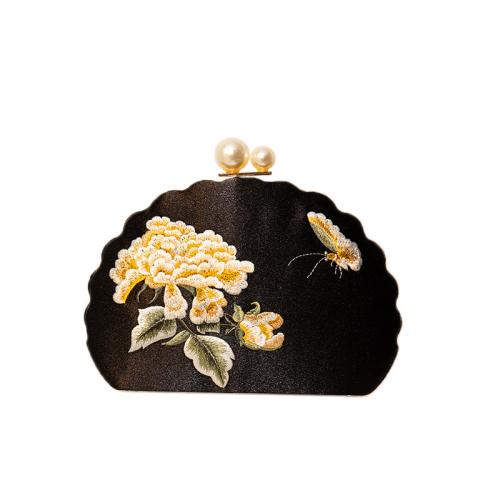 Polyester Easy Matching Clutch Bag embroidered Plastic Pearl floral PC