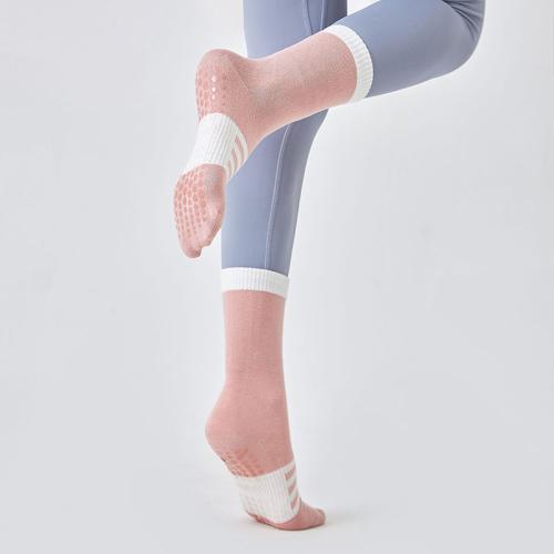 Cotton Women Yoga Sock antifriction & sweat absorption & anti-skidding dispensing striped : Pair