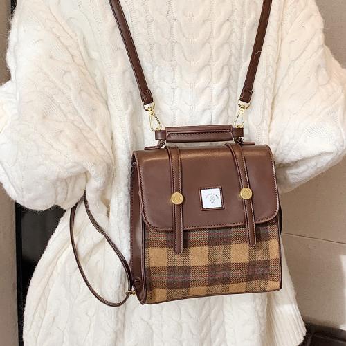 PU Leather Easy Matching Backpack plaid PC