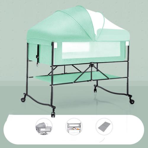 Steel & Linen foldable & Multifunction Baby Crib portable Solid PC