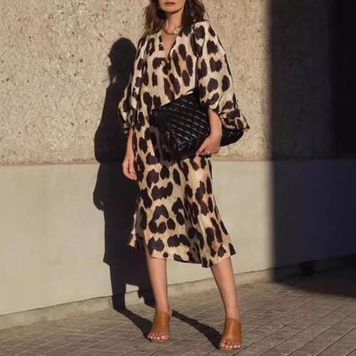 Polyester Robe d’une seule pièce Imprimé Leopard pièce