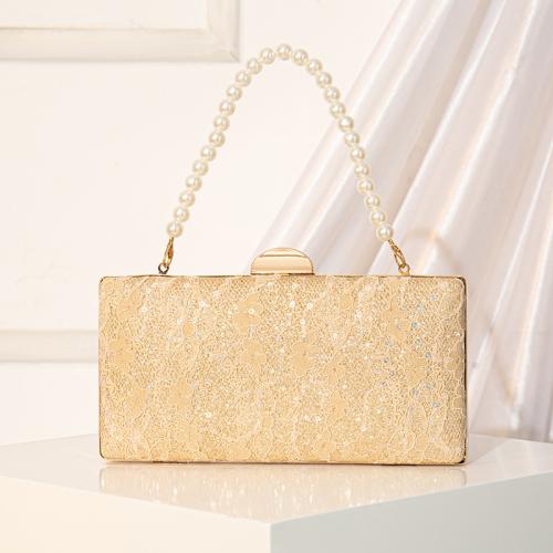 PU Leather & Sequin & Lace Clutch Bag with chain & durable & attached with hanging strap PC