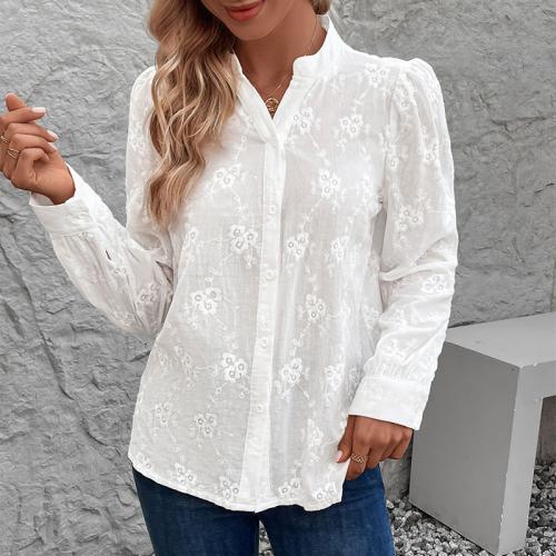 Polyester Chemise à manches longues femmes Blanc pièce