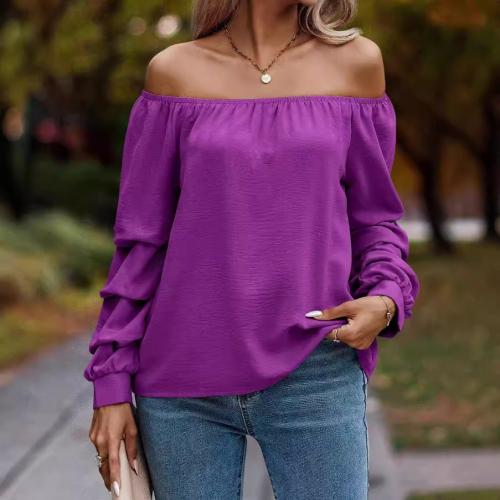 Polyester Boat Neck Top off shoulder & loose Solid PC