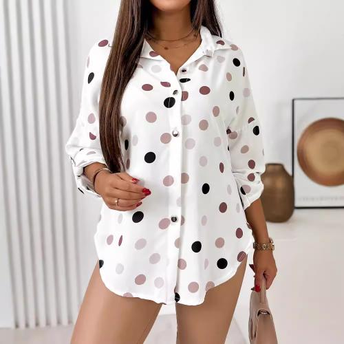 Polyester Women Long Sleeve Shirt loose printed PC