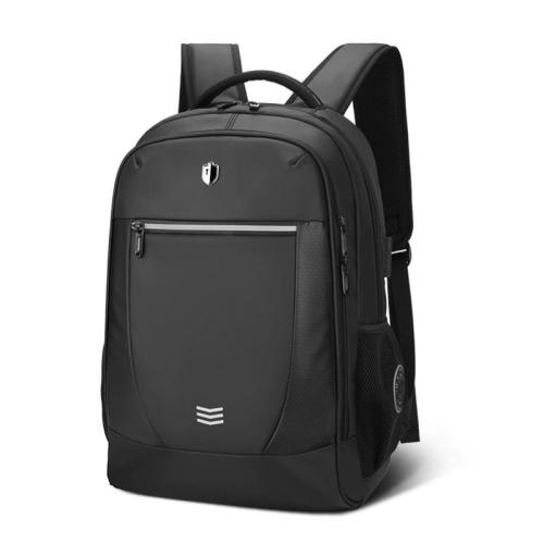 PU Leather & Oxford Backpack durable & large capacity & waterproof Solid black PC