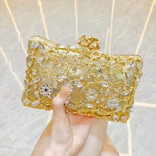 Polyester Easy Matching Clutch Bag with rhinestone gold PC