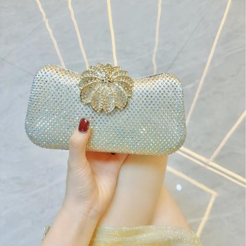 Polyester Easy Matching Clutch Bag with rhinestone silver PC