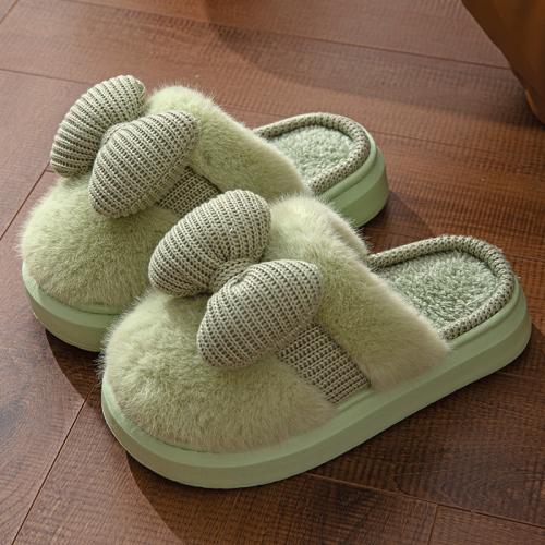 Plush & PVC Fluffy slippers Cute & anti-skidding & thermal PU Leather Pair