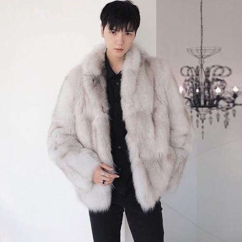 Artificial Wool Men Parkas & loose & thermal white PC