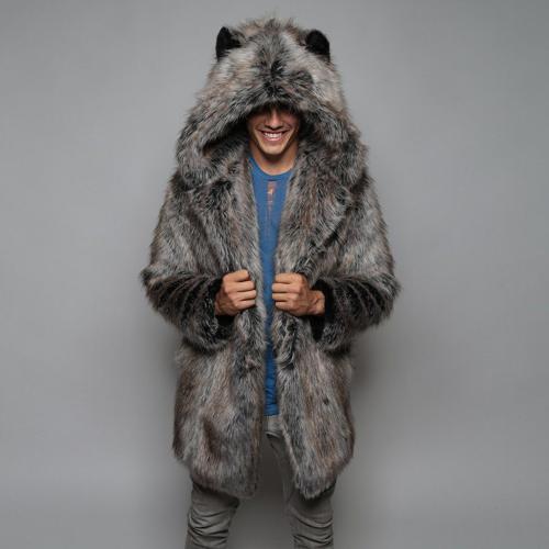 Artificial Fur Men Overcoat mid-long style & thermal PC