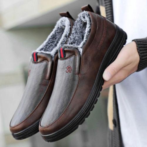 PVC & Synthetic Leather Men Casual Shoes fleece & waterproof & thermal Pair