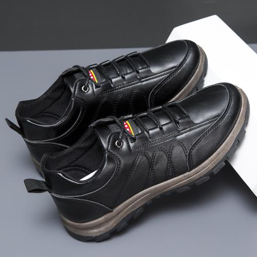 Plastic Cement & PU Leather Men Sport Shoes hardwearing & thermal Solid Pair